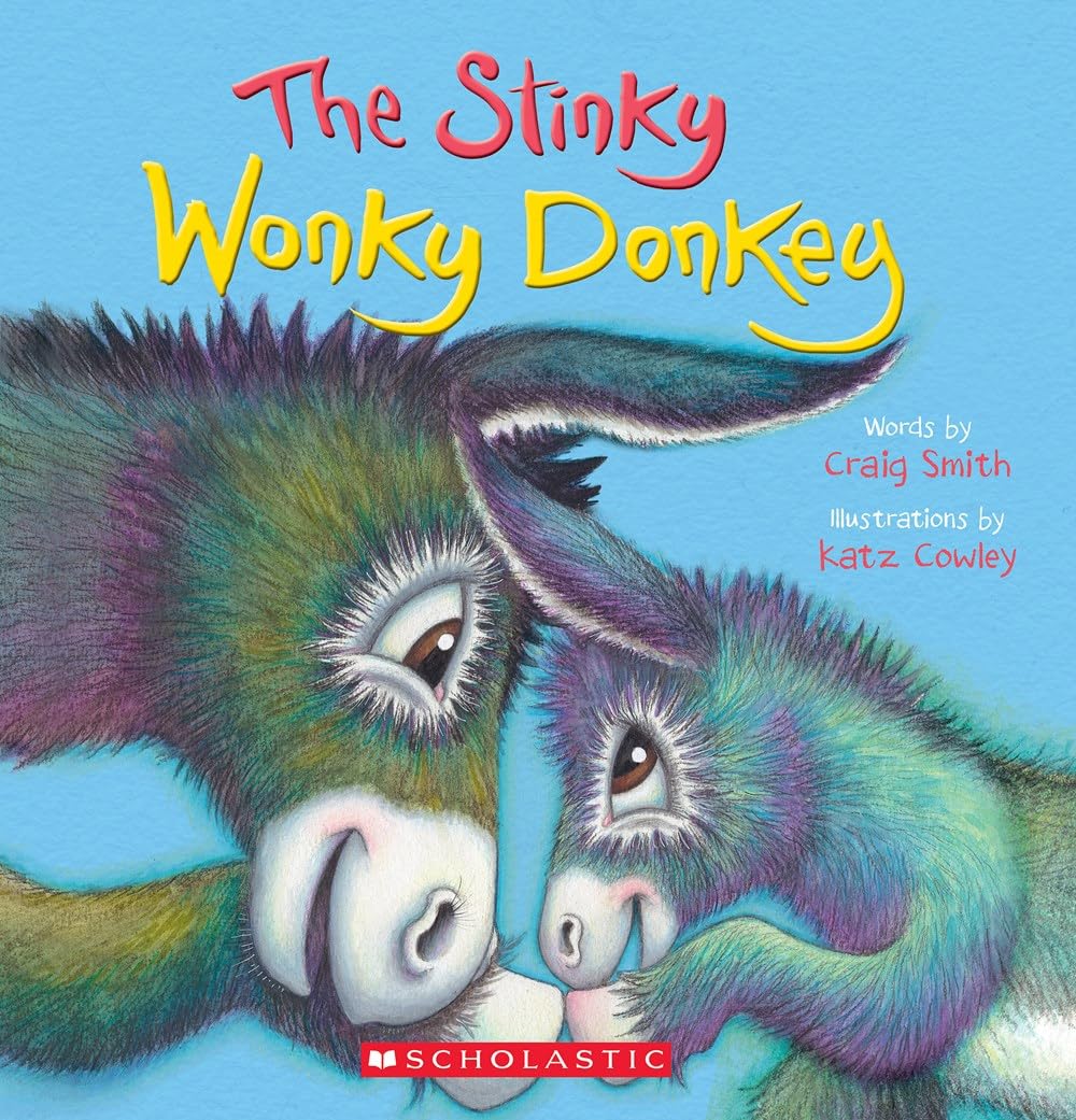 Overhead flat lay of the complete Wonky Donkey 6 book paperback collection by Craig Smith