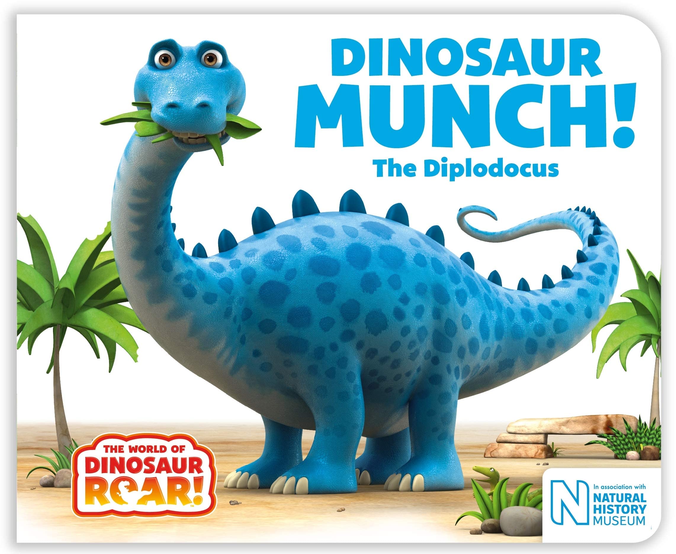 Inside page spread from a Dinosaur Roar board book showing rhyming text and colorful dinosaur illustration