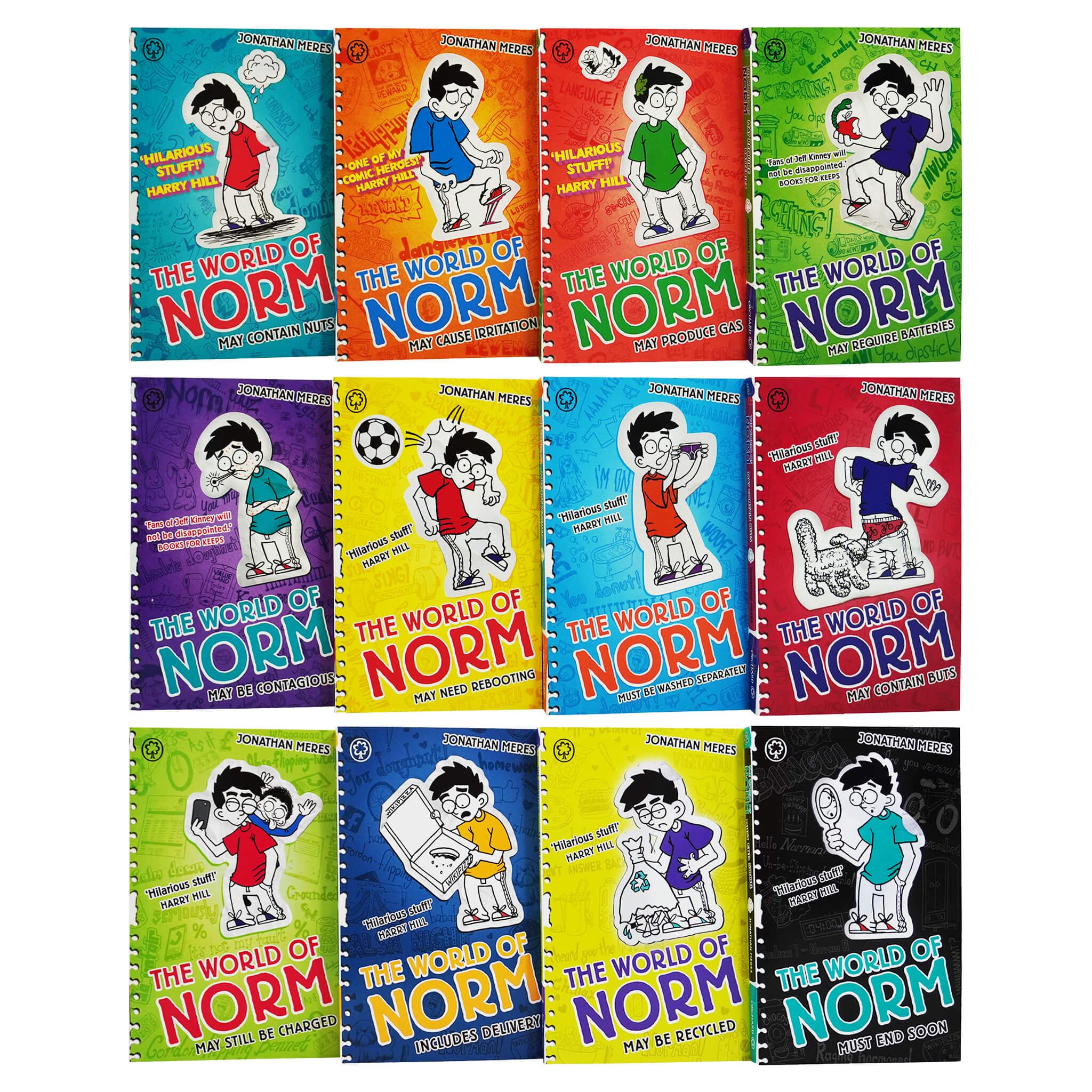 Back cover of The World of Norm 12 Books Collection Box Set showing series description and ISBN 9781408368473
