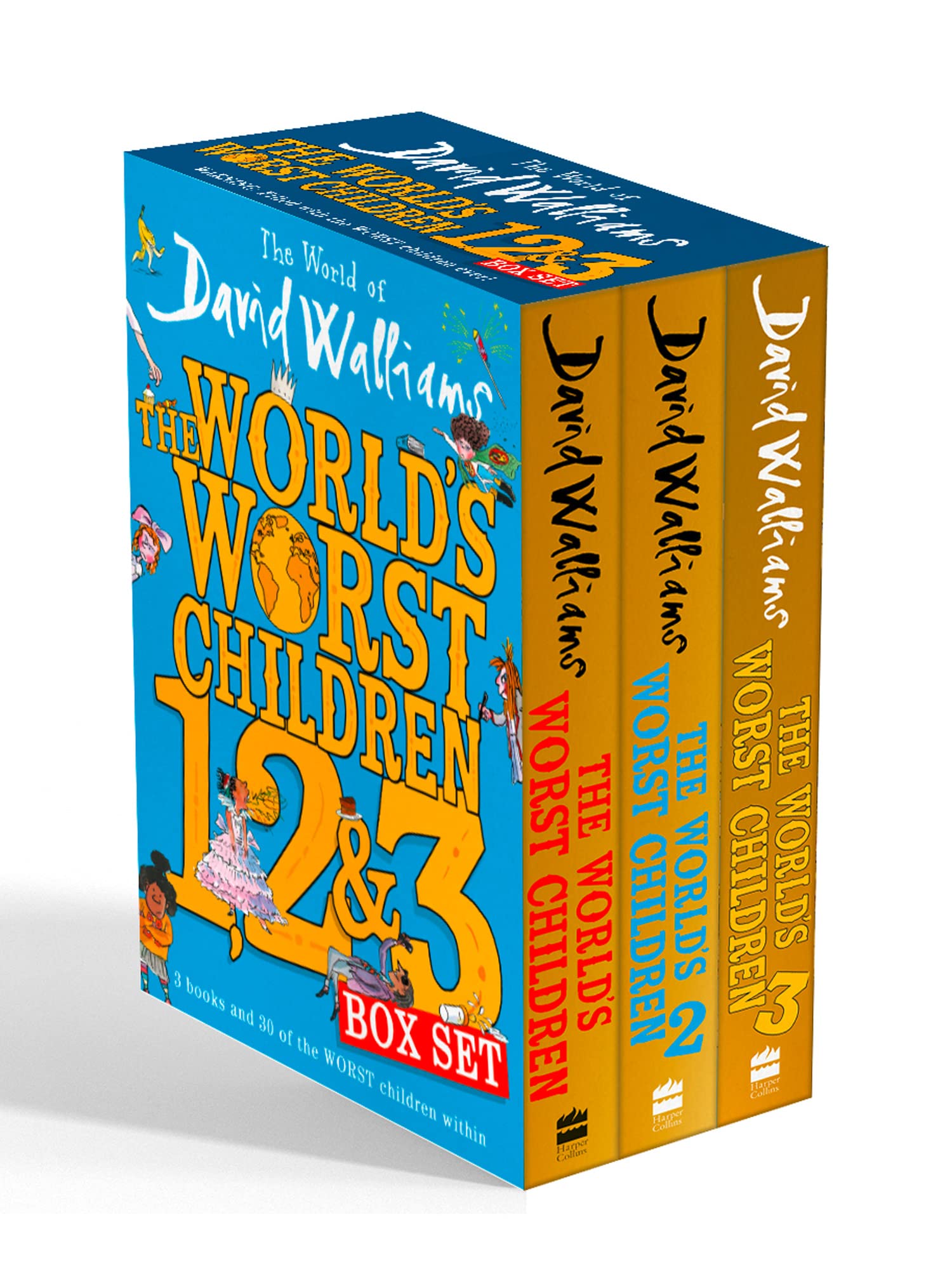 The World's Worst Children 3 Books Collection Set by David Walliams - front cover of the paperback box set showing all three titles