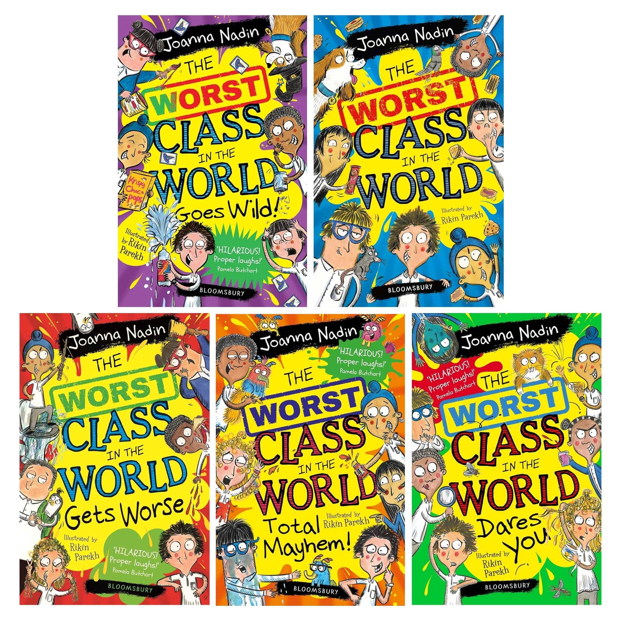 The Worst Class in the World 5 Books Collection Set by Joanna Nadin - front cover of the paperback box set for ages 6-10