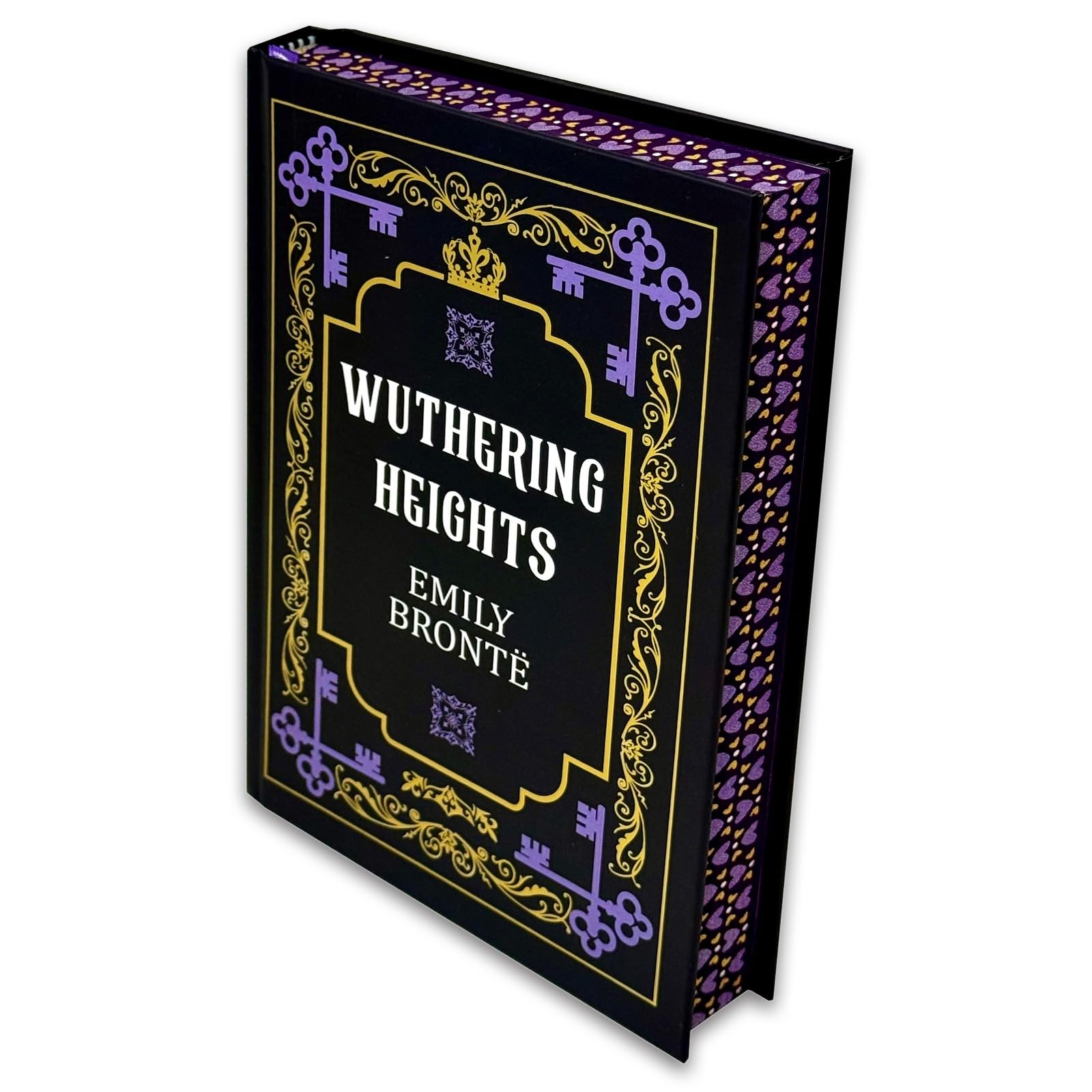 Wuthering Heights hardcover book shown closed with ribbon bookmark visible
