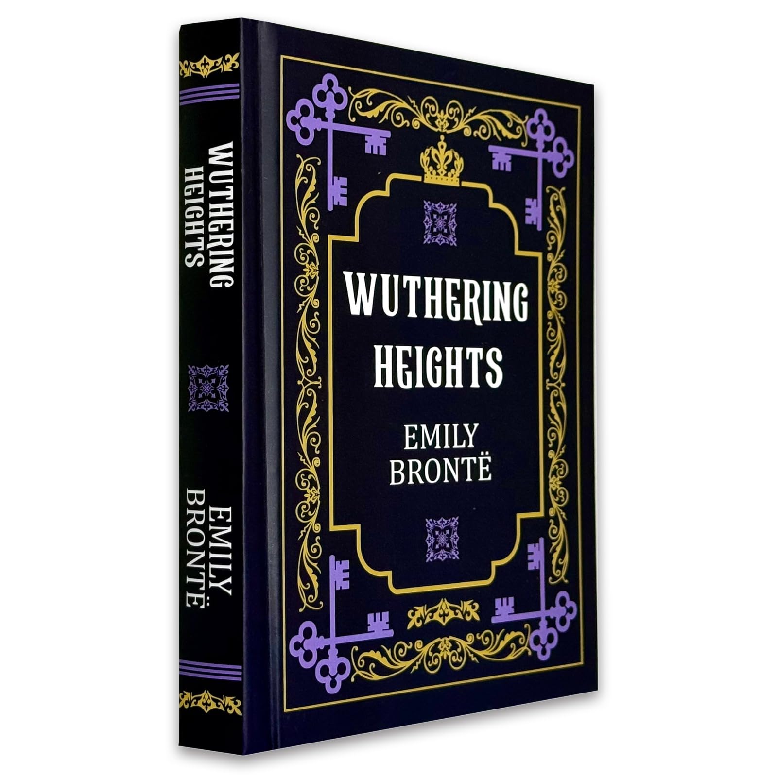 Wuthering Heights hardcover edition open to show decorative printed page edges