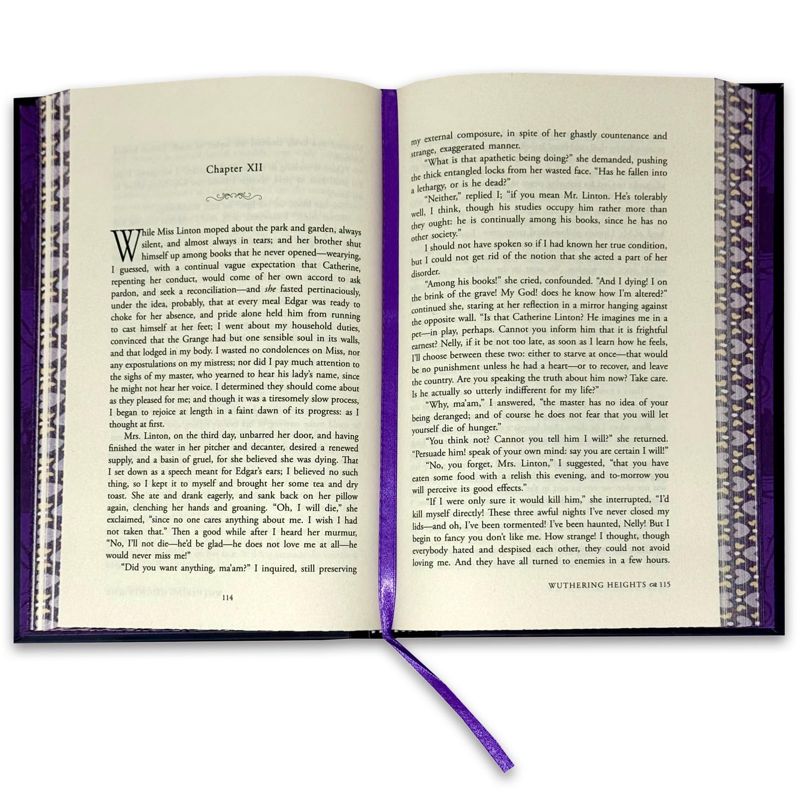 Wuthering Heights hardcover book interior page spread showing printed text