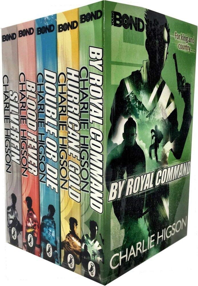 Young Bond 5-book paperback collection set by Charlie Higson, showing all five titles fanned out with covers on display