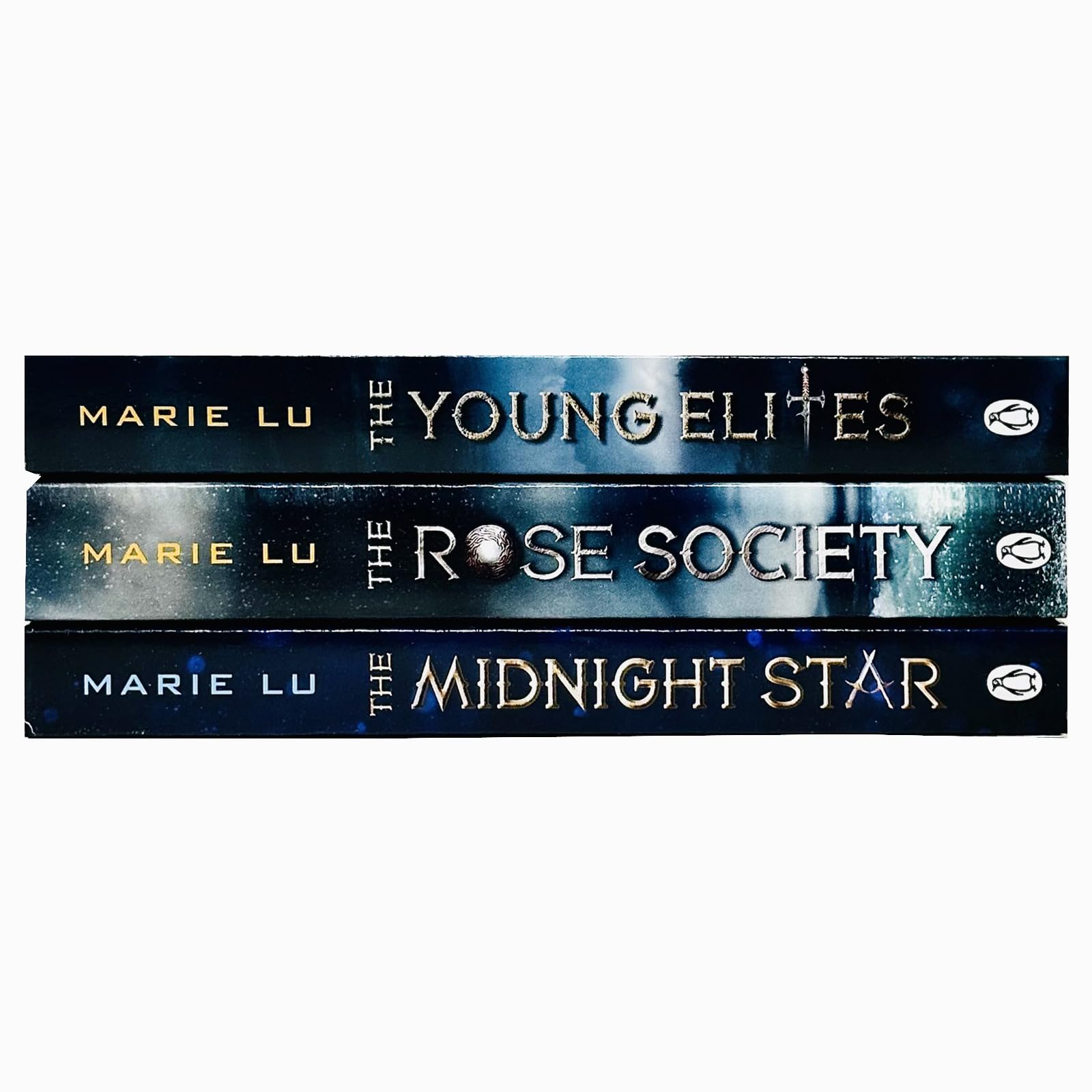 Close-up of The Young Elites paperback cover, book one in Marie Lu's Young Adult fantasy trilogy
