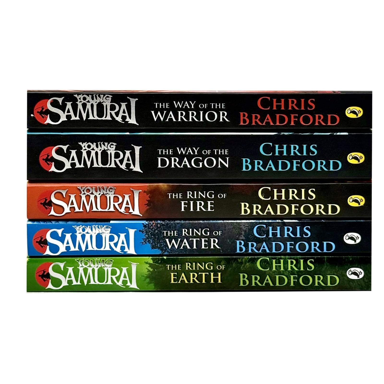 Back cover and blurb detail of the Young Samurai paperback collection set by Chris Bradford